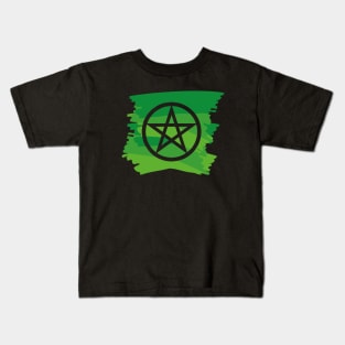 Pagan Pentagram Green Paint Witch Magick Kids T-Shirt